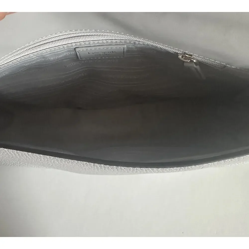 Kate Spade Hudson Convertible Shoulder Bag Womenns Platinum Gray Pebbled Leather